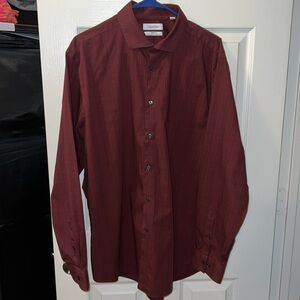Calvin Klein Steel+ 17.5 34/35 Slim Fit Stretch Merlot Men’s Dress Shirt